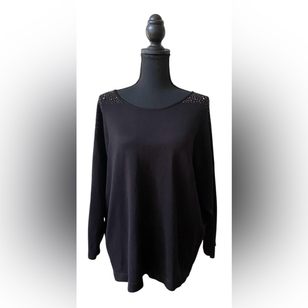 Calvin Klein: Black Relaxed Embellished Sweater